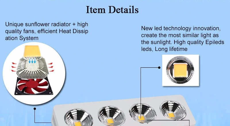 800W COB Full Spectrum LED Grow Light Reflector Cup Kits for Greenhouse