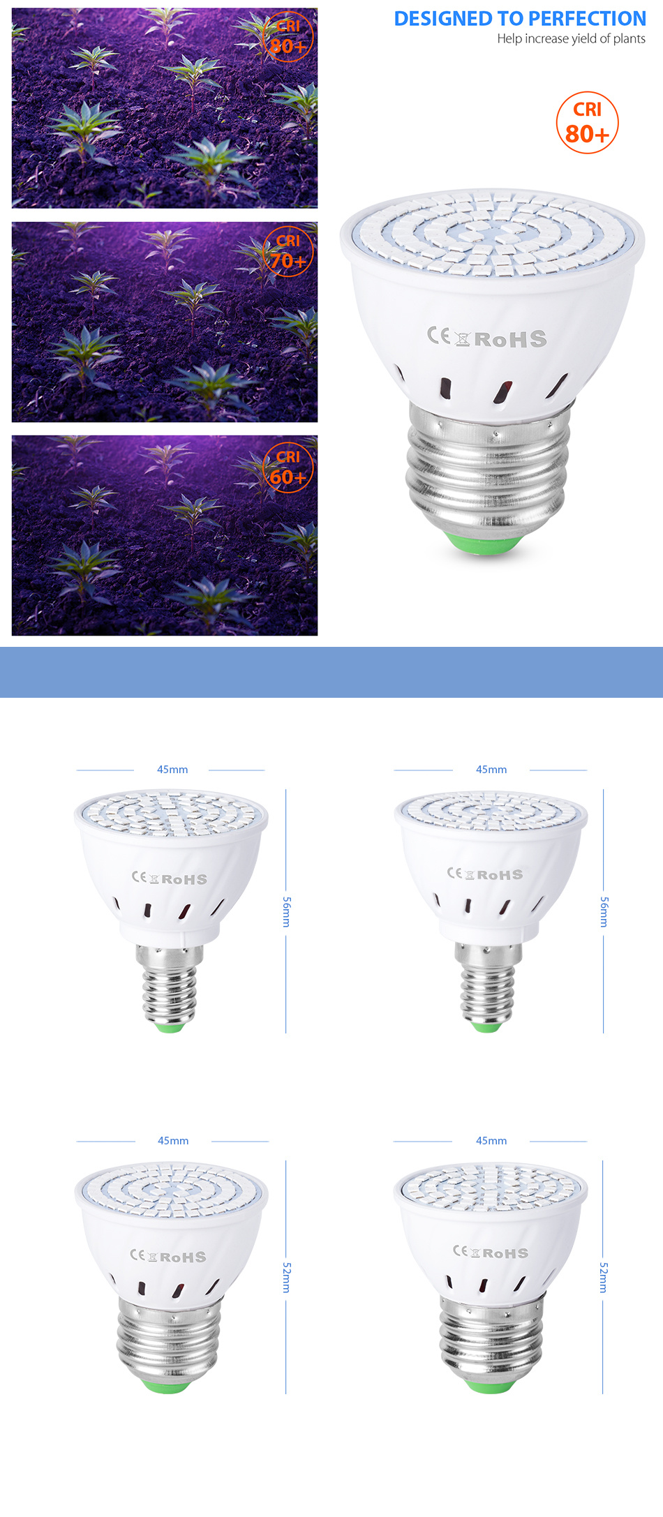 MR16/E27/GU10/E14 Full Spectrum Phyto LED Hydroponic Growth Light 2835SMD Plant Grow Bulb for Indoor Flower Seedling