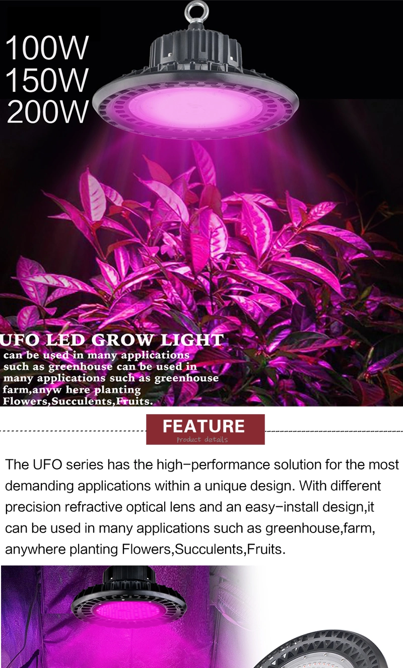 1-10V Dimmable Full Spectrum Growing Light 300watt UFO LED Growth Light