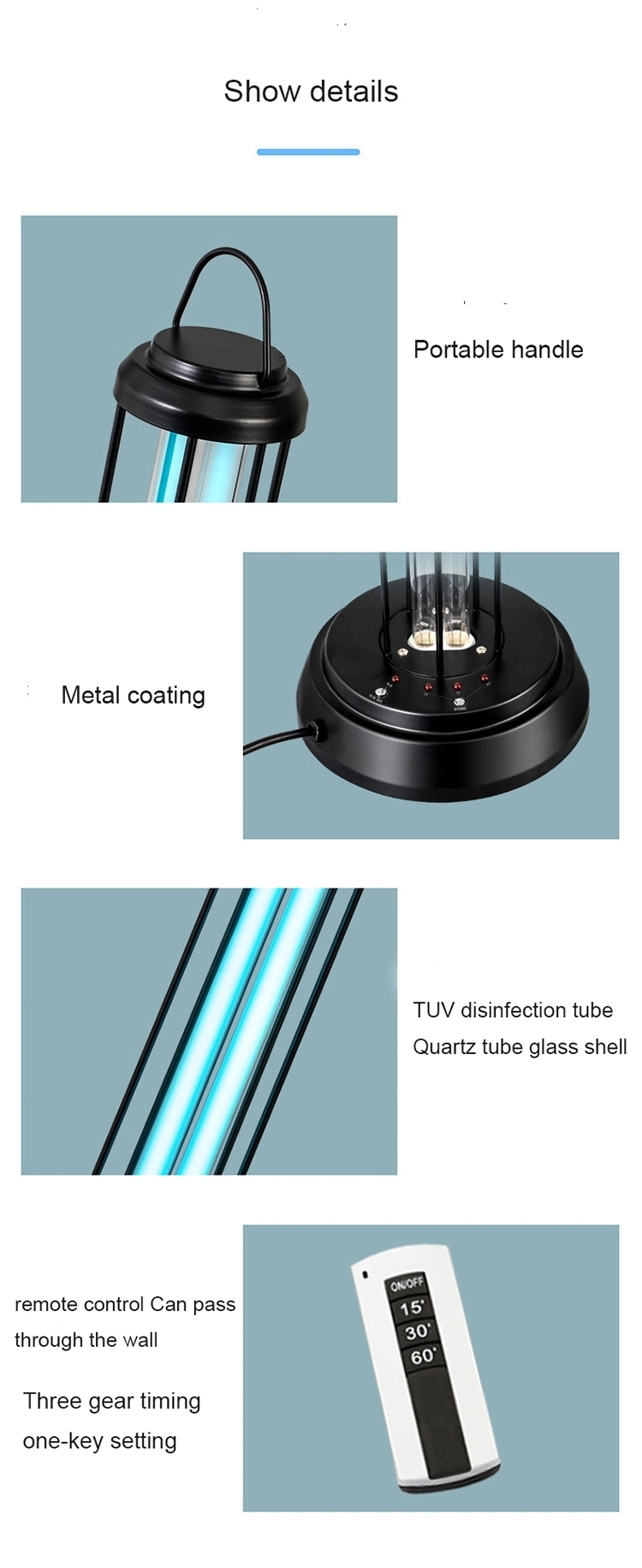 Portable UVC Ultraviolet Light UV Germicidal Lamp UV Sterilizer Lamp UV Disinfection Lamp