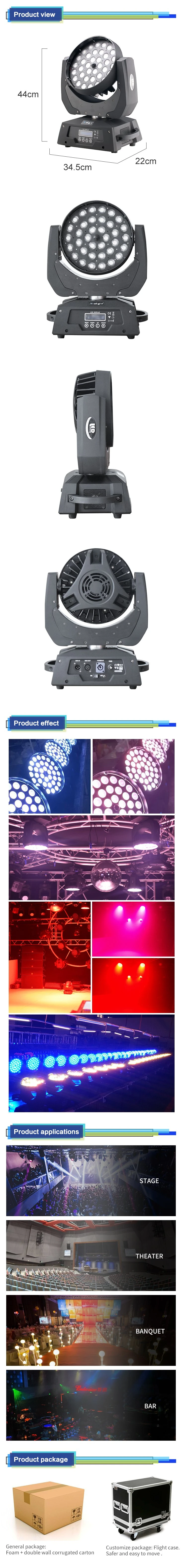 Stage Light LED DMX 36PCS Zoom Wash Moving Head Light UL for Stage Event Lighting