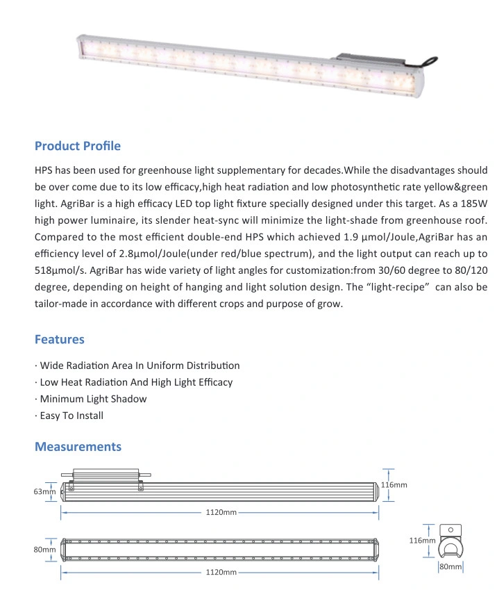 Samsung LED Linear Design LED Grow Light Bar 185W 150W