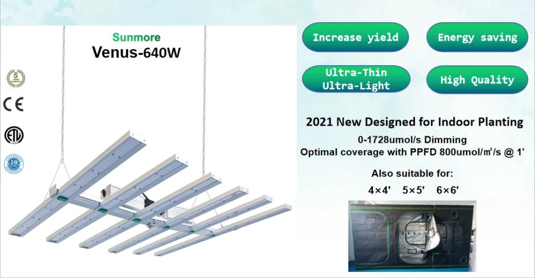 Indoor Growing Light Wholesale 640W Full Spectrum Samsung Lm301b/H Tube PAR Lamp Hydroponics LED Grow Light for Plants