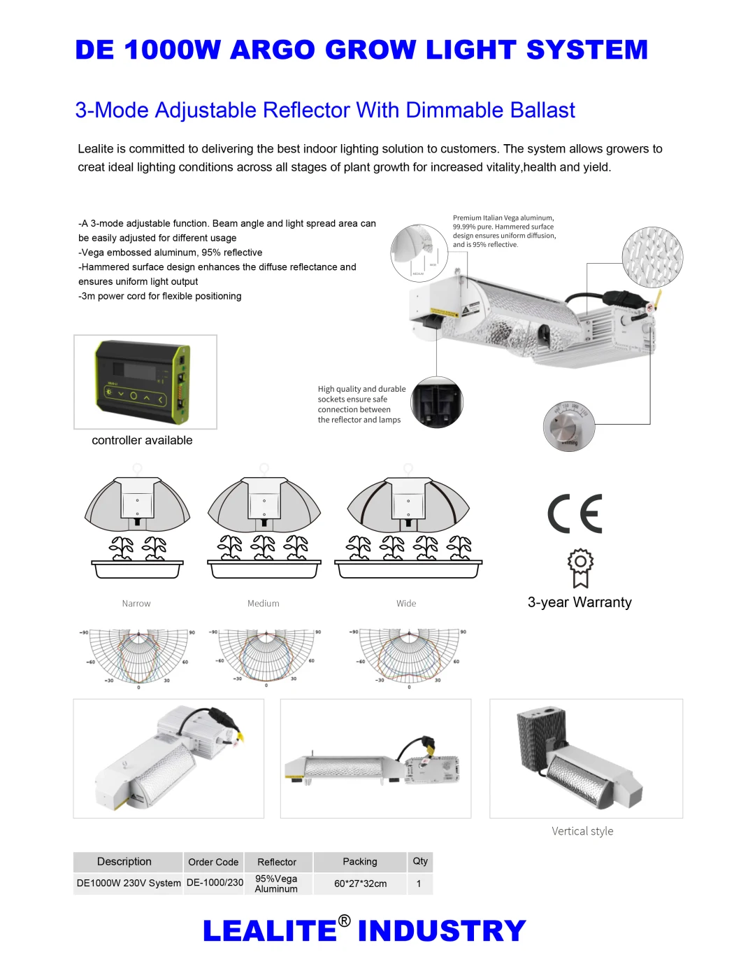 HPS 1000W Grow Light 120V-240V/208-277V/347V/400V