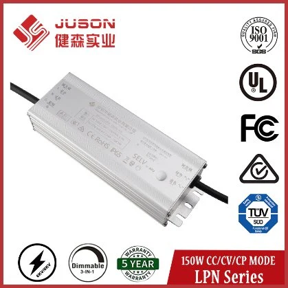 Juson Lpn-150n-24A Constant Current LED Driver 150W 100-240V AC to 24V DC Transformer Power Supply IP67 for Indoor Outdoor LED Grow Lights