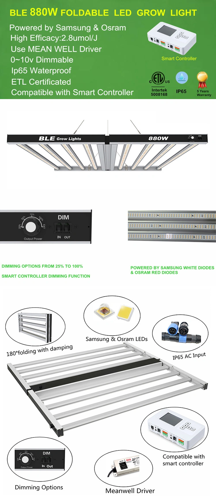 2020 Hydroponics Grow Kit Indoor Quality LED Greenhouse Waterproof IP65 Indoor Daisy Chain LED Grow Light 660W 640W Samsung