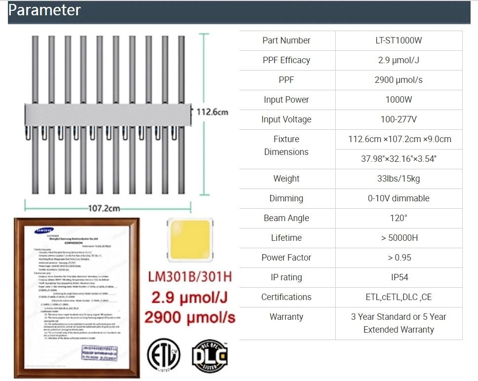 640W 800W 1000W Samsung Lm301b LED Grow Light Horticulture Cultivation 720W LED Grow Light Bar