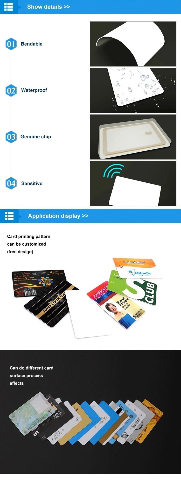IC S50 7 Byte Card Printable IC S50 7 Byte Contactless Plastic RFID PVC Card