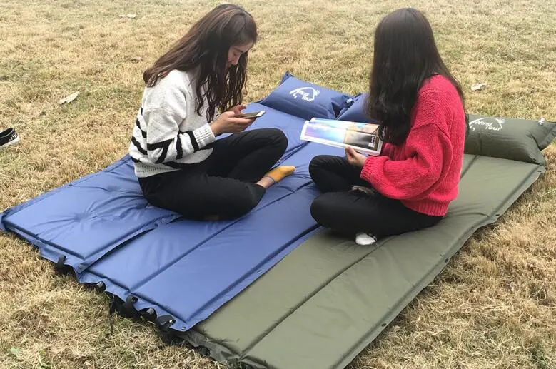 Self-Inflated Mattress with Pillow for Outdoor--Inflatable Cushion