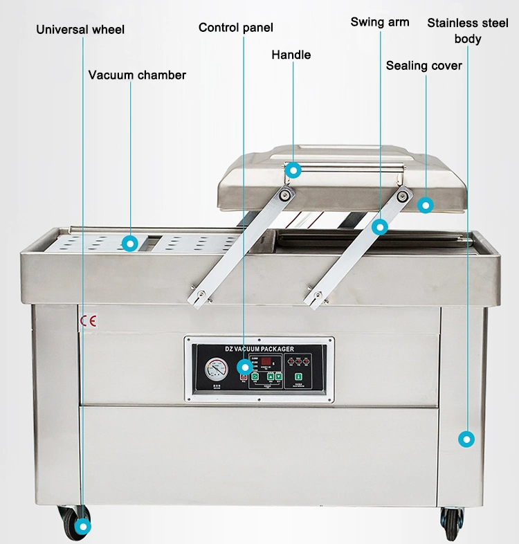 Double Chamber Vacuum Sealer Machine, Seafood Rice Manual Stainless Steel Automatic Double Chamber Vacuum