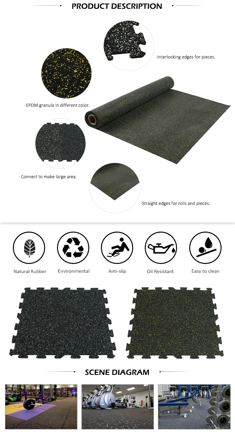 Factory Puzzle Gym Rubber Flooring Recycled EPDM Granules Mats/Matting for Gymnastics