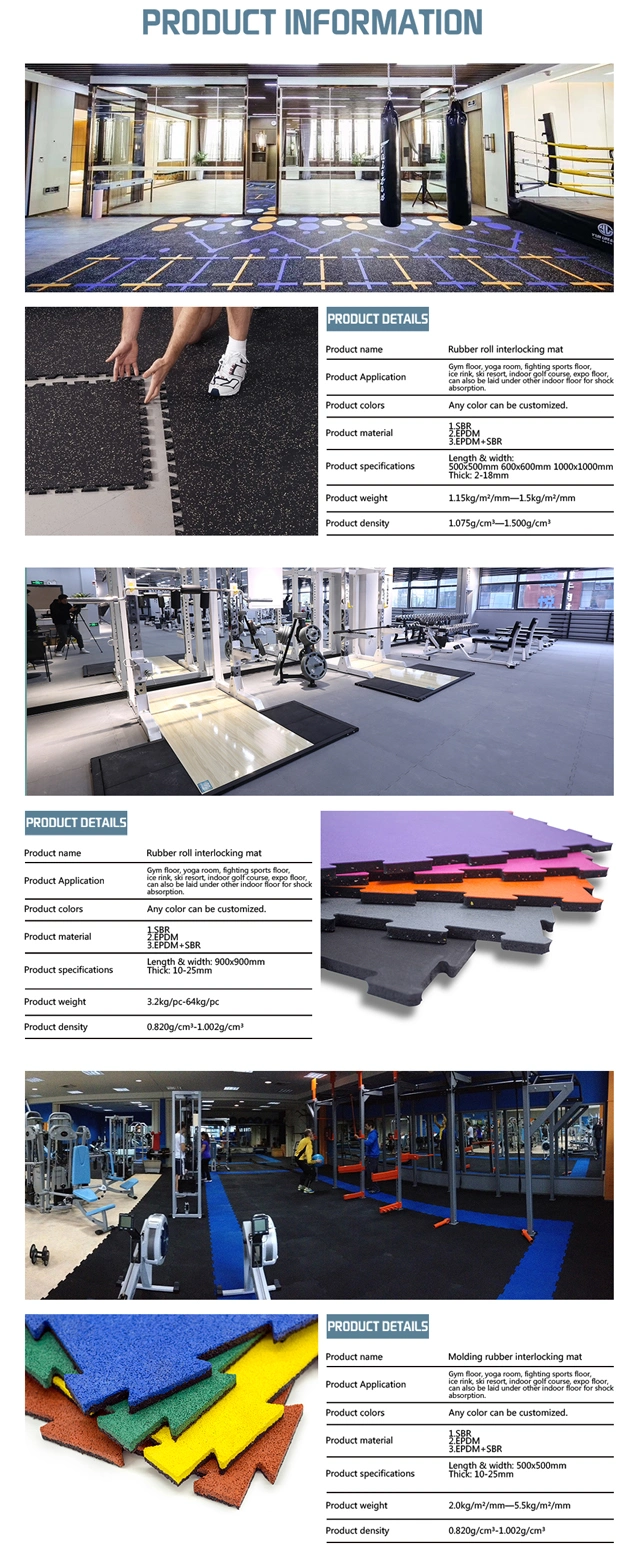 Factory Wholesale Rubber Mats for Gym Center Interlocking Rubber Mats Easy to Install