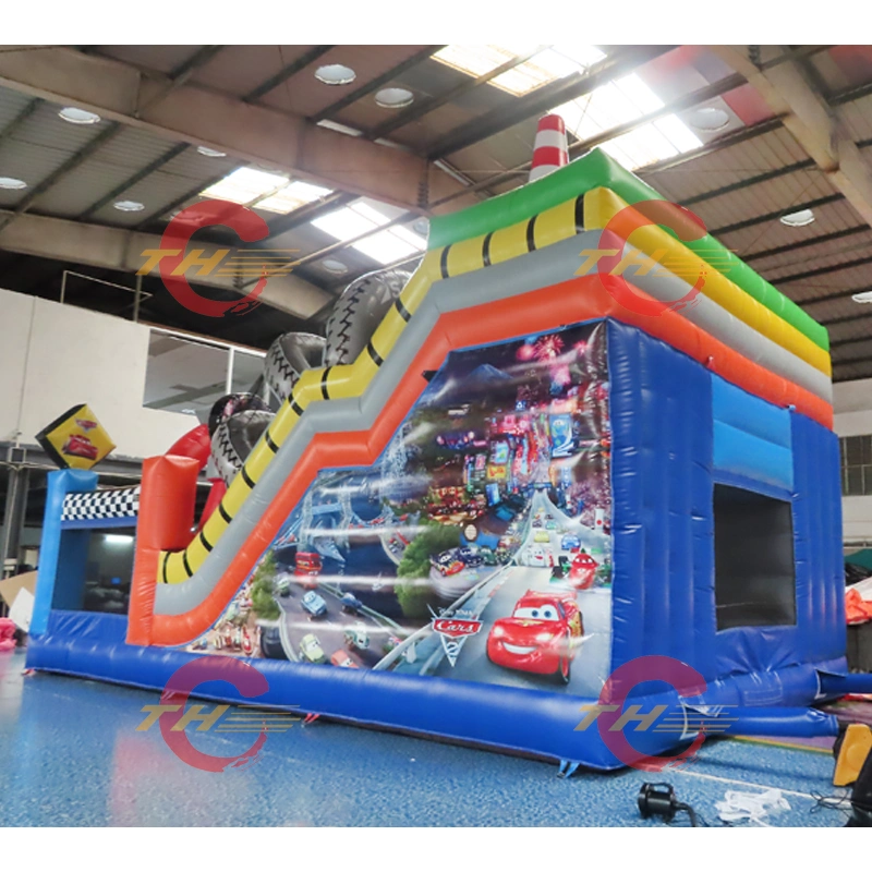 10X5m Race Car Inflatable Obstacle Course Giant Inflatable Slide