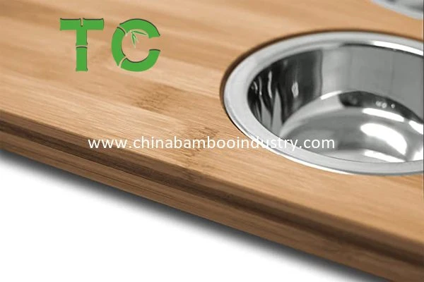 Wholesale Large Bamboo Cutting Board with 3 Stainless Steel Bowls Bamboo Chopping Board&Serving Tray