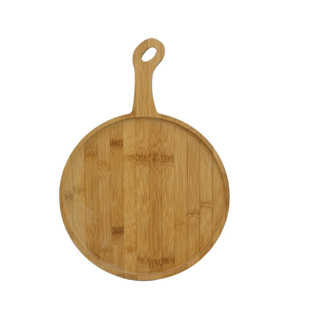 Bamboo Wooden Pizza Paddle Serving Board Making Peel Cutting Tray with Handle