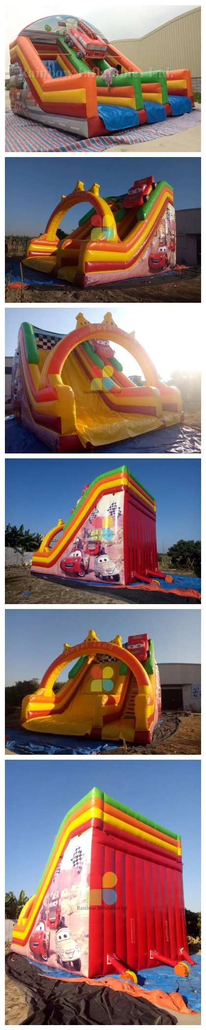 Car Race Printing Inflatable Dry Slide for Sale Outdoor Inflatable Toys Slide