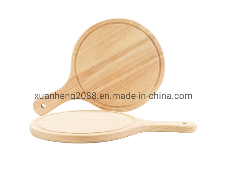 Italian Style Wooden Bamboo Round Pizza Paddle Serving Chopping Board with Handle