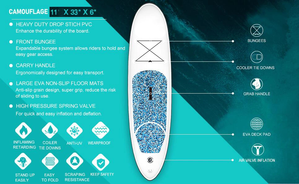 China Customized OEM Inflatable Drop Stitch Sup Board 11 Feet Stand up Paddle Board