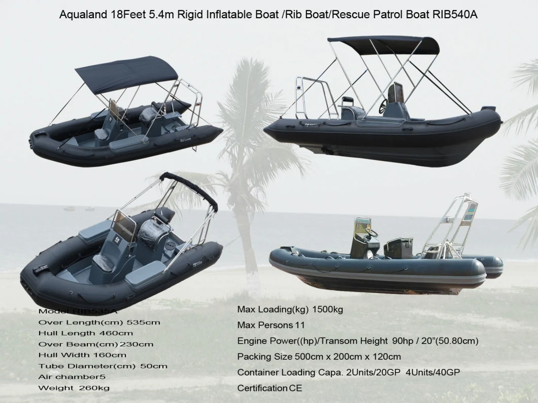 Aqualand 18feet 5.4m Rigid Inflatable Fishing Boat/Rib Motor Boat (rib540A)