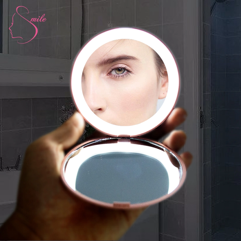 12 LED 1X/10X Magnification Gift Round Mirror Hand Held Portable Mirror LED Makeup