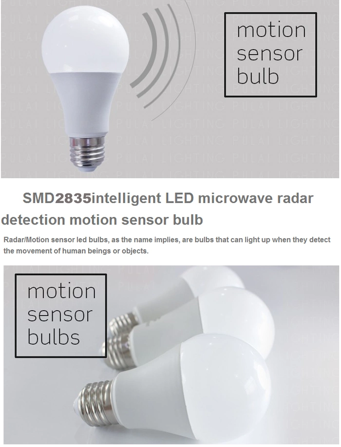 SMD2835 Intelligent LED 7W 9W 12W Microwave Radar Detection Motion Sensor Bulb