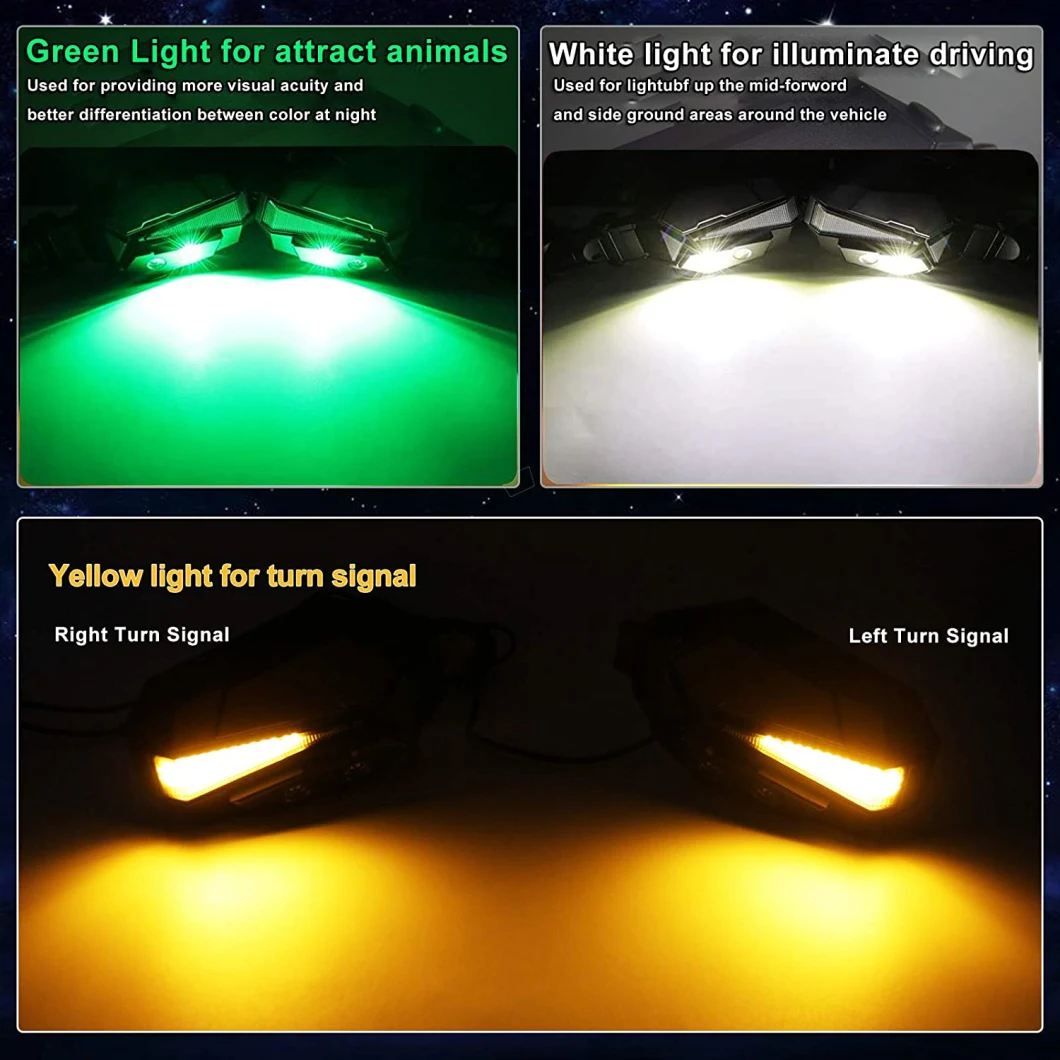 Side Rear View Mirror Light Green Attract Animals White Illuminate Driving Yellow Turn Signal Rear View Side Light
