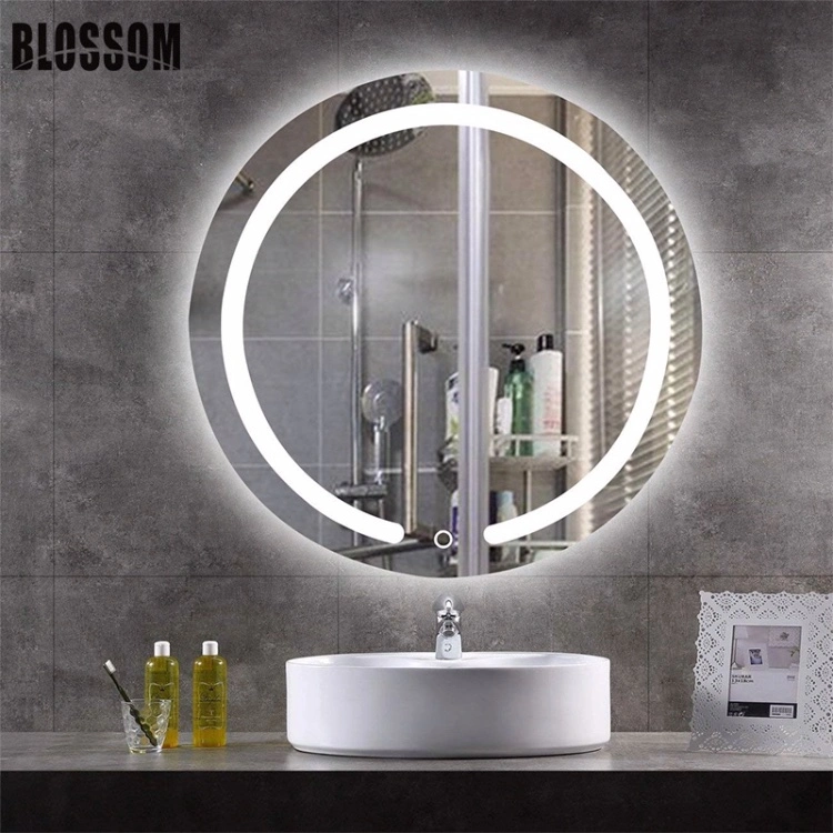 Bathroom Round Wall Mirror Touch Sensor LED Lighted Demister Mirror