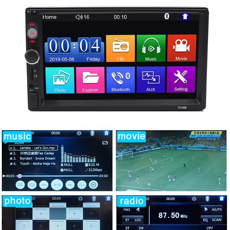 Car Stereos 2DIN Radio MP5 Player with Rear View Camera Function