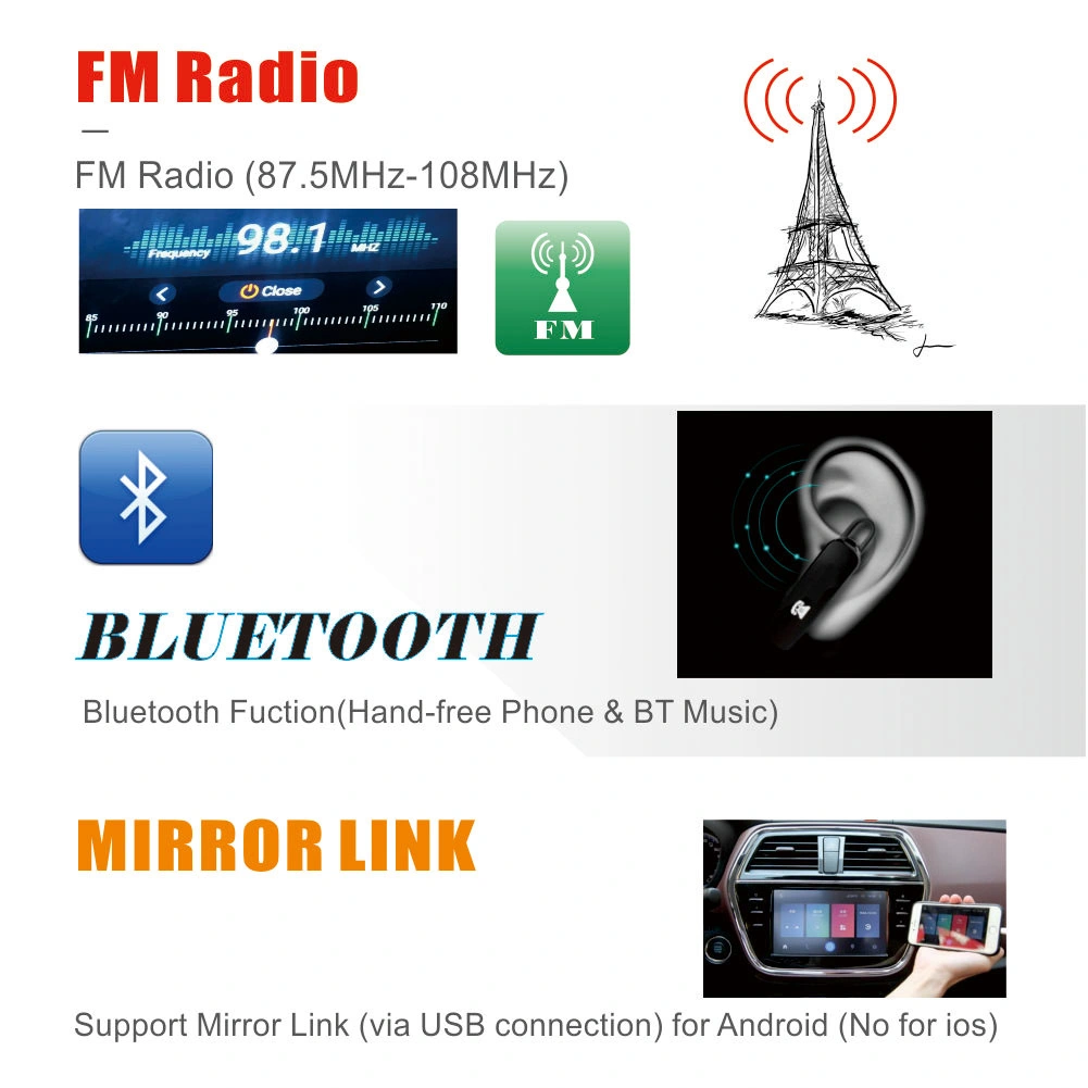 7.0 Inch Touch Screen Car DVD Player Bluetooth Mirror Link Function Android Car Video DVD