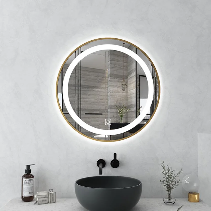 Hotel Decor Round Bath Mirrors Modern Smart Anti-Fog Mirror Frameless Bathroom Vanity LED Lighted Mirror