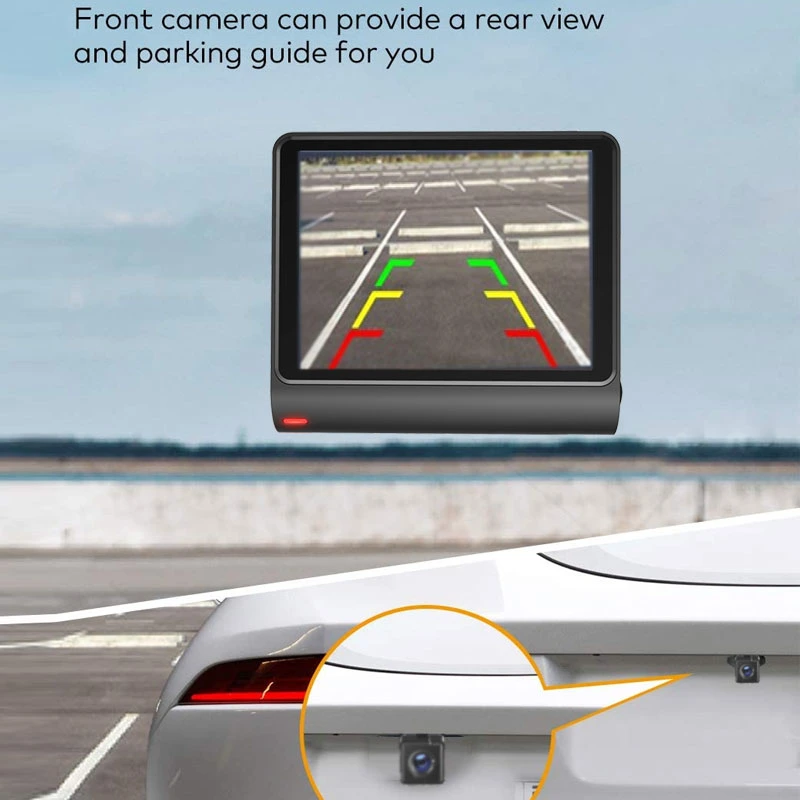 3.5inch Car DVR Camera HD 170 Degree Wide Angle Dashboard Camera Recorder Three-Way Recording Night Vision Car Driving Recorder Rearview Mirror Navigation