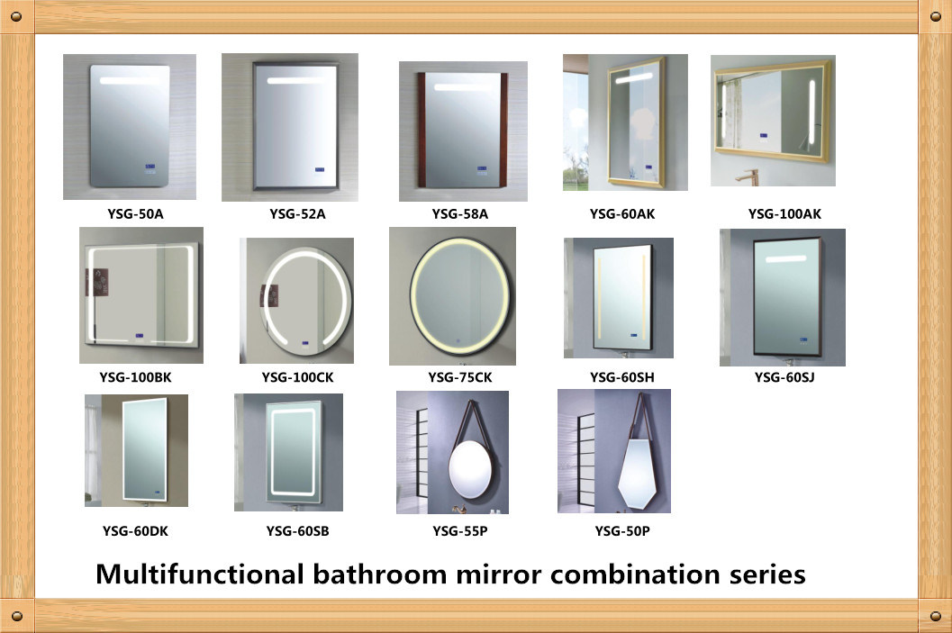 Round Rectangular Touch Screen Lighted Mirror Bathroom Mirror with LED