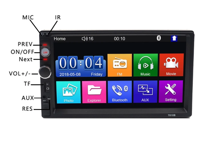 Auto Radio MP5 Player Bluetooth/FM/Aux/Rear-View