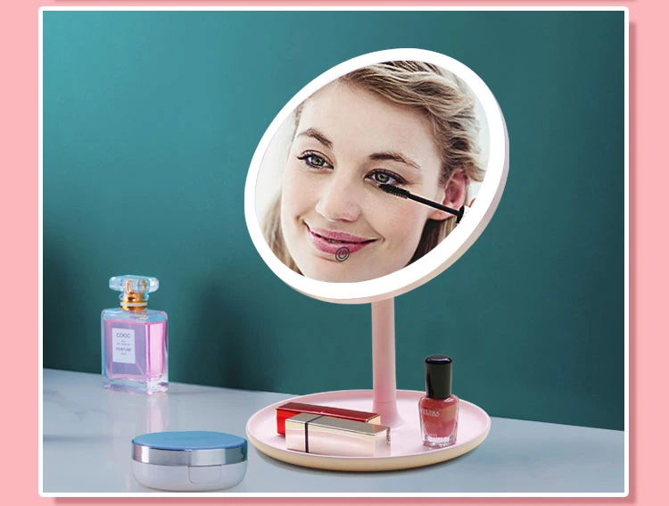 High-End LED Bling Mirror with Detachable Handle Handheld Mirror 1000mAh Rechargeable Mirror