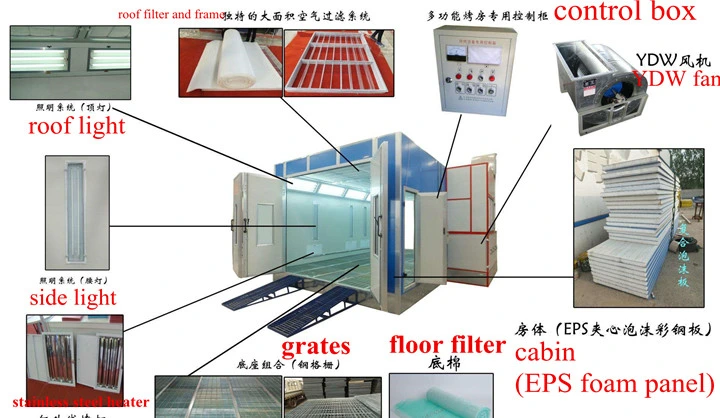 Truck Spray Booth Drying Chamber with Infra Red Paint Booth Heaters Paintcabin with Infrared Light