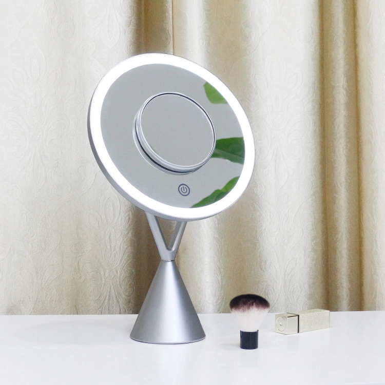 High Definition LED Cosmetic Mirrors Round Mirror 5X Magnifying Removable Mirror with Touch Sensor