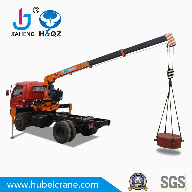 HBQZ 3.2 Ton Mobile Truck Hydraulic Arm Knuckle boom Crane SQ80ZB2 for Trucks Mini Pickup Crane