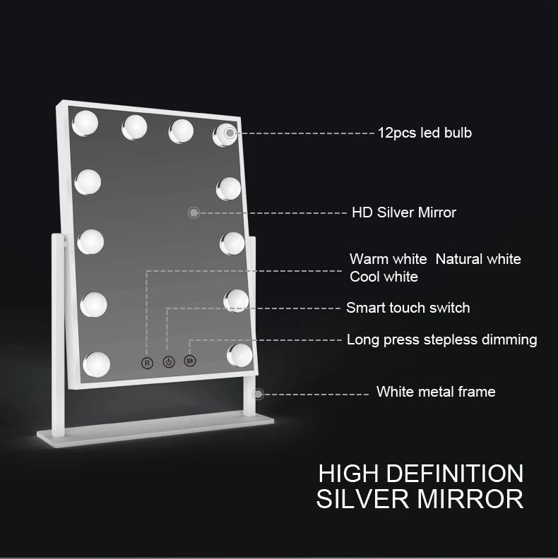 360 Degree Rotate Adjustable Brightness Desktop Mirror