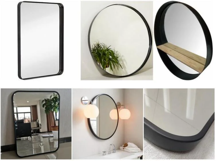 Black Aluminum Rectangle Metal Frame Mirror Wall Mirror for Modern Home Decoration Luxury Interior Bathroom Entryway