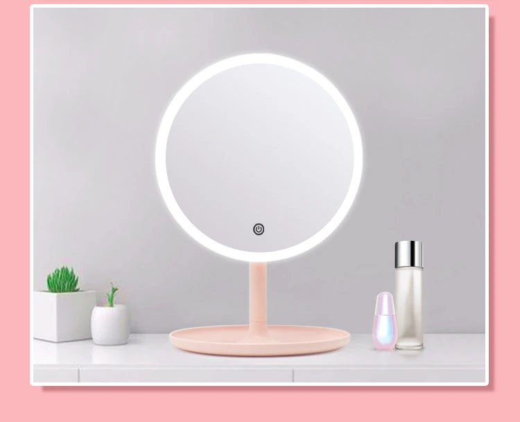 High-End LED Bling Mirror with Detachable Handle Handheld Mirror Touch Sensor Rechargeable Mirror
