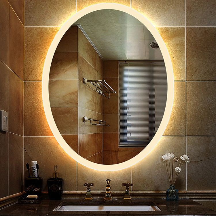 Modern Home Frameless Round Backlit LED Lighted Bathroom Mirror Decorative Bath Wall Mirror