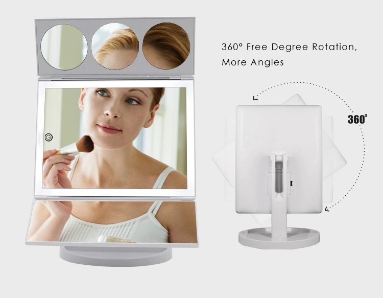 360 Degree Adjustable LED Vanity Mirror with Organizer Base