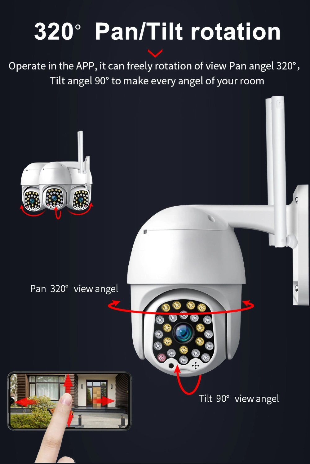 1080P Wireless IP Mini Outdoor PTZ Dome Camera Wireless Camera WiFi Camera Night Vision Camera IP Camera CCTV Camera