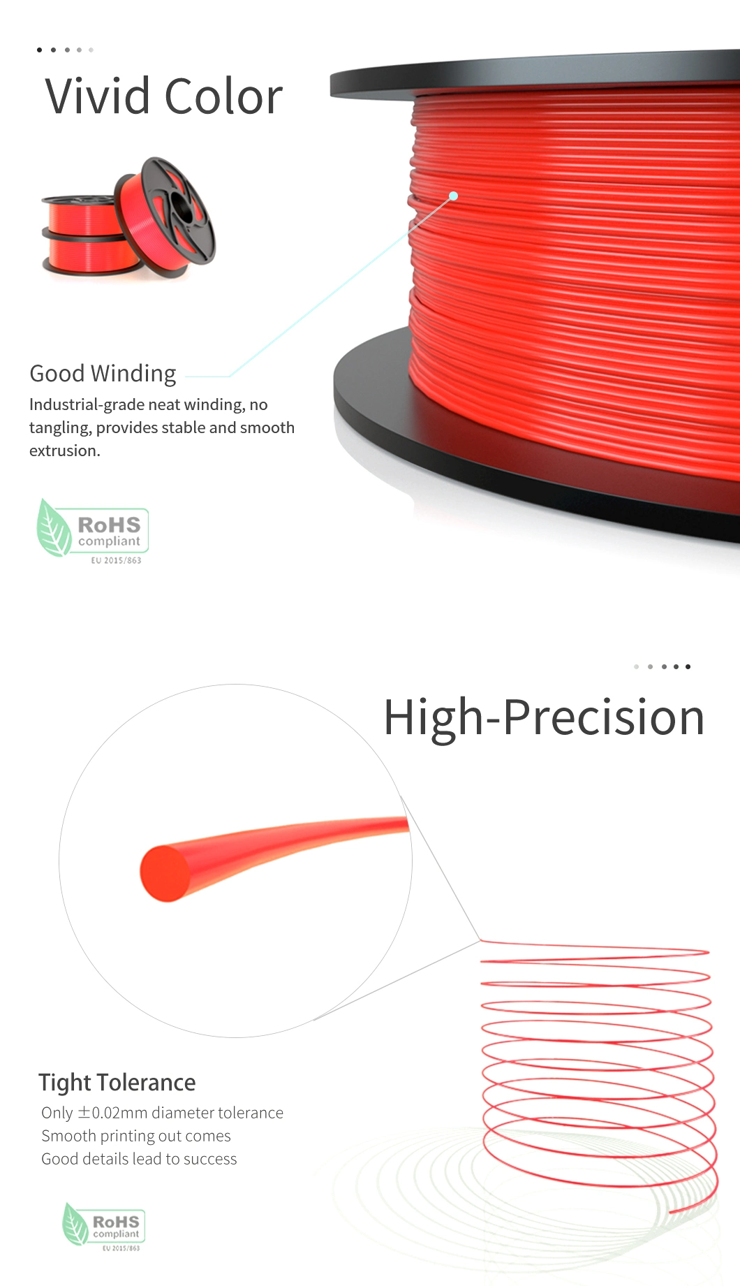 3D Printer Filament 1.75mm PLA/ABS Wholesale Factory Price Directly 3D Filament for 3D Printer