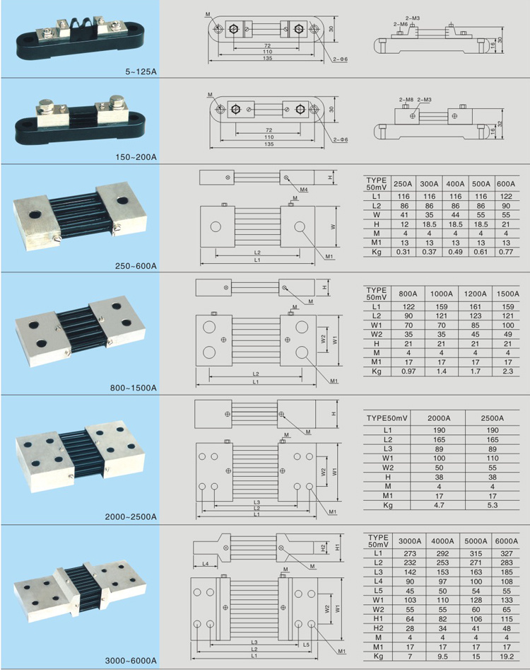 (FL-21) Series DC Current Shunt Resistor 5-6000A Ammeter Shunt