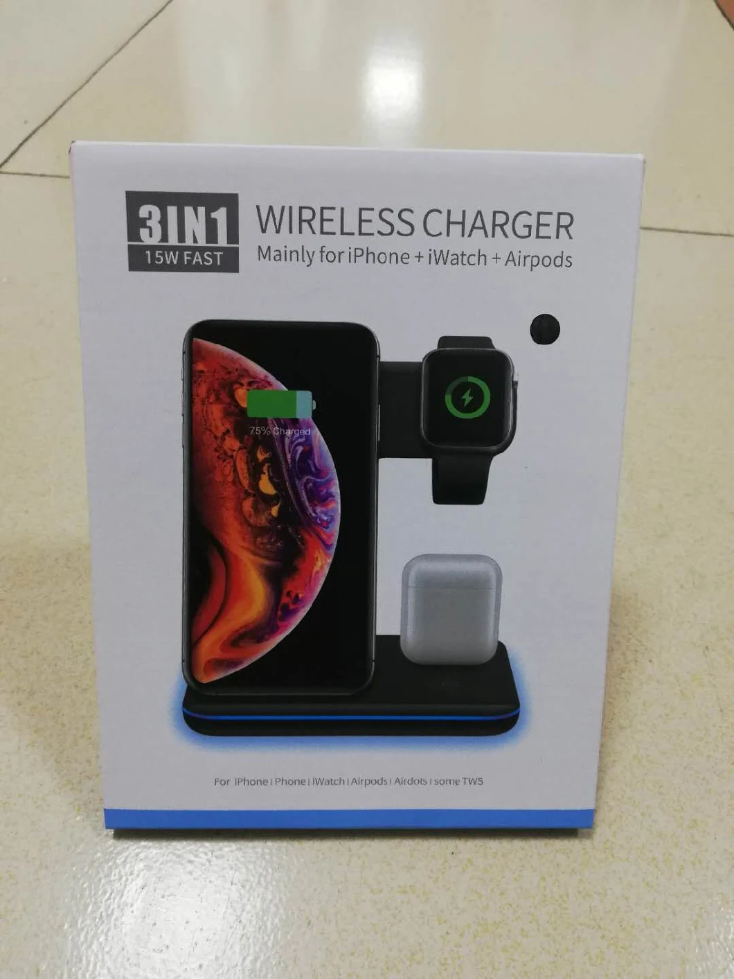 Latest 3 in 1 Wireless Charger Fast Charger for Iwatch for Air Pods Qi Wireless Charger 15W