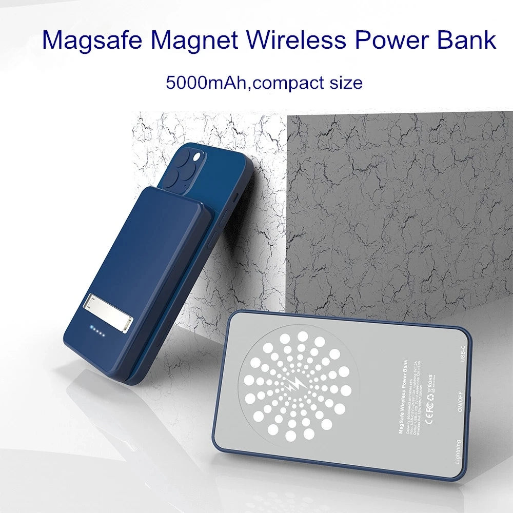 15W Qi Portable Wireless Charger Magnetic Power Bank 5000mAh Fast Charging Wireless Power Banks