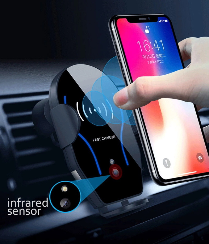 Wireless Charger Car Wireless Charger Phone Holder Infrared Intelligent Sensor Bracket 10W Wireless Fast Charger for Phone Sumsung Huwai X8