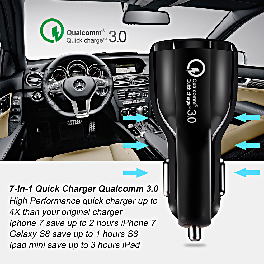 Hot Quick Charge 3.0 Dual USB Fast Charging Car Charger for Mobile Phone