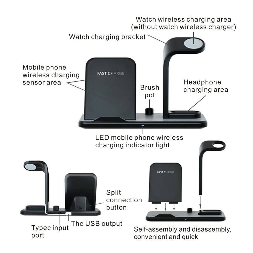 Mobile Phone Accessories Battery Wireless Charging Stand 3 in 1 Qi Fast Wireless Phone Charger